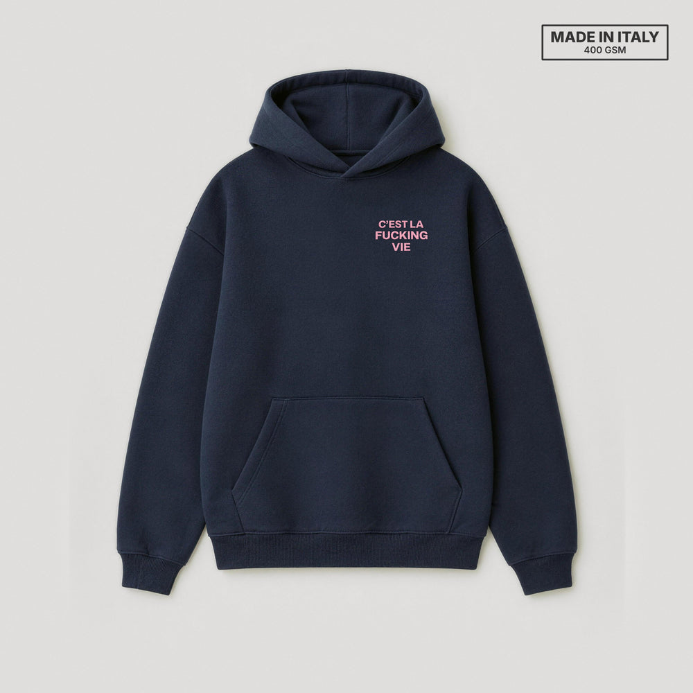 Felpa C'est la fucking vie Blu - flat lay fronte