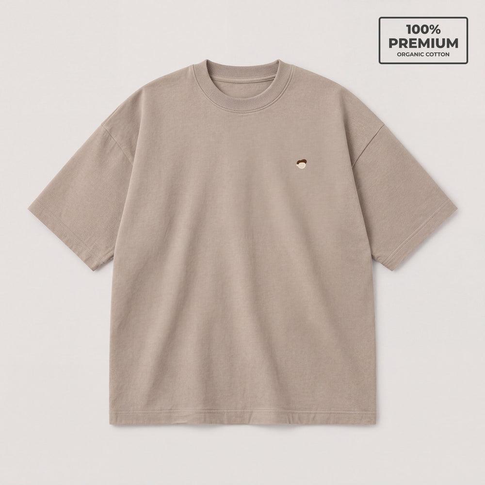 T-Shirt Oversize Essentials Beige - flatlay fronte