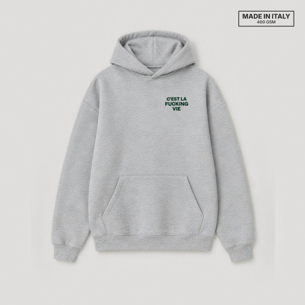 Felpa C'est la fucking vie Grigio - flat lay fronte