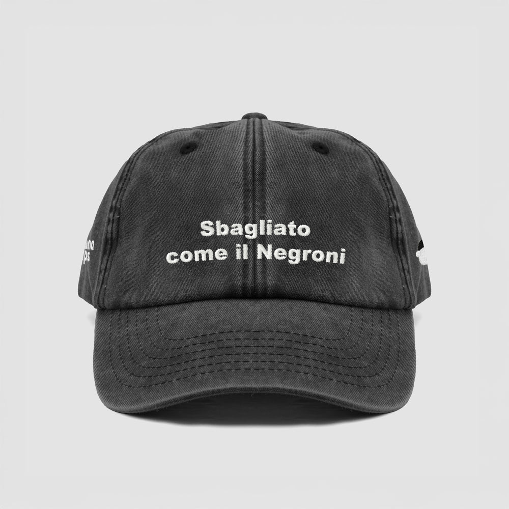 Cappellino vintage in cotone "Sbagliato come il Negroni"