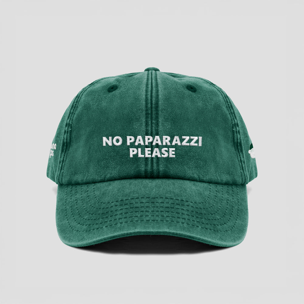 Cappellino vintage in cotone "No paparazzi please"