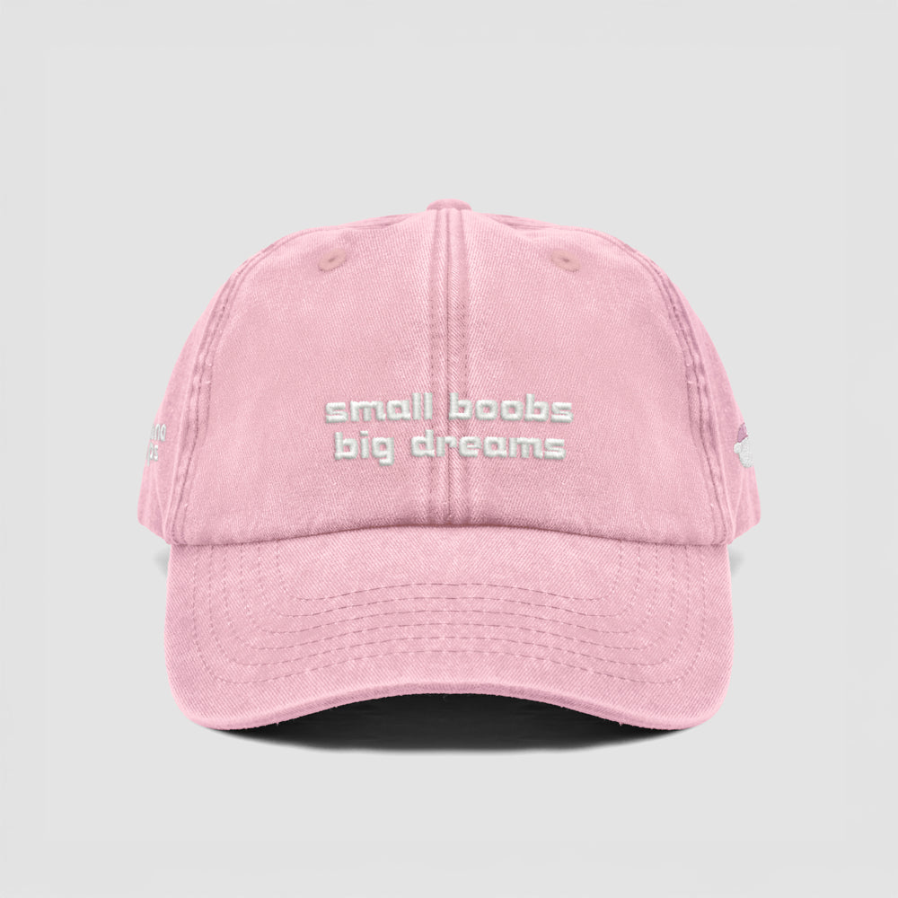Cappellino vintage in cotone ''Small boobs big dreams''