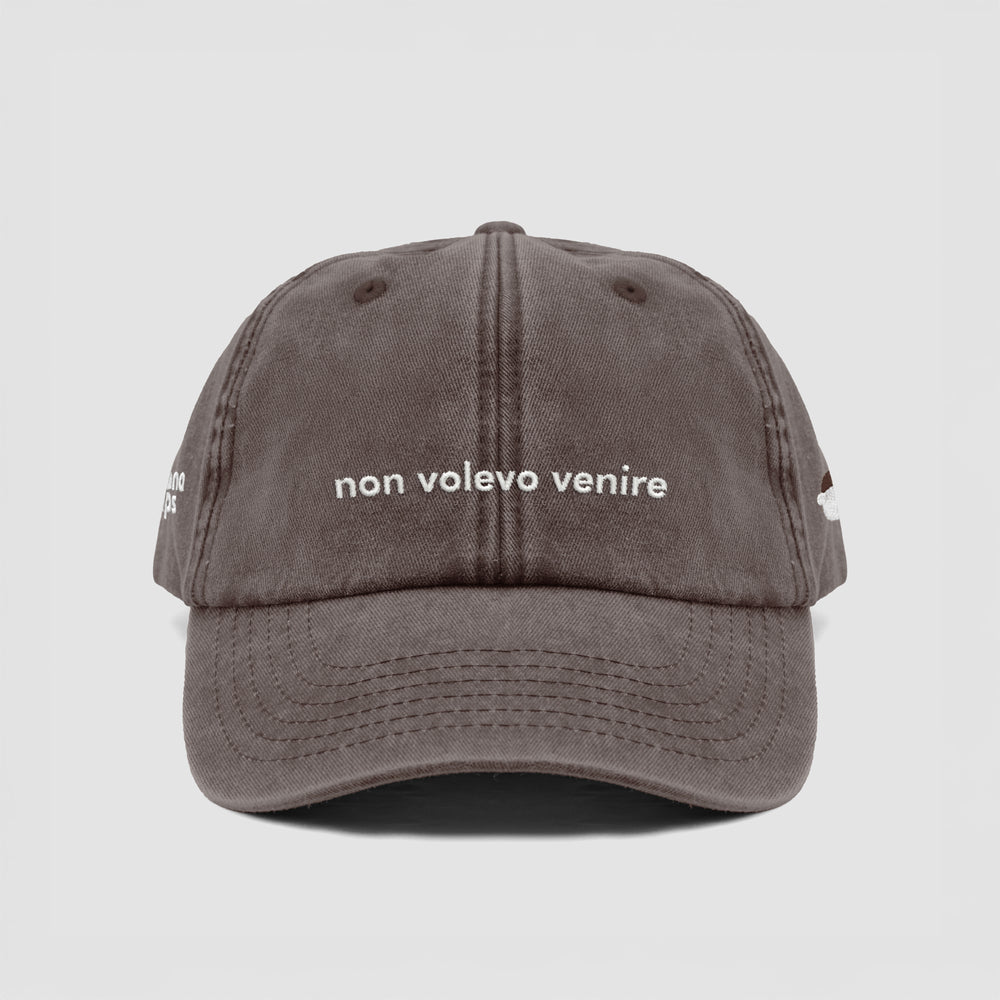 Cappellino vintage in cotone "non volevo venire"