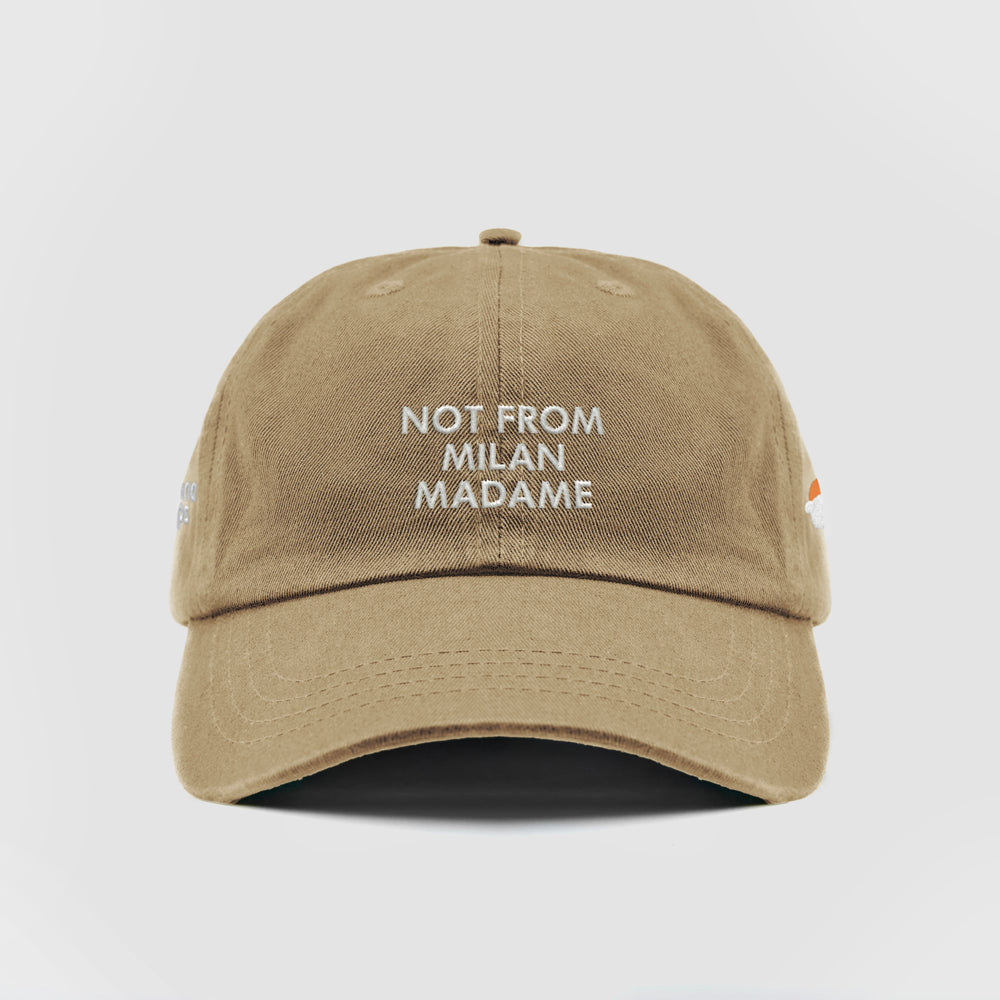 Cappellino in cotone "Not from Milan madame"