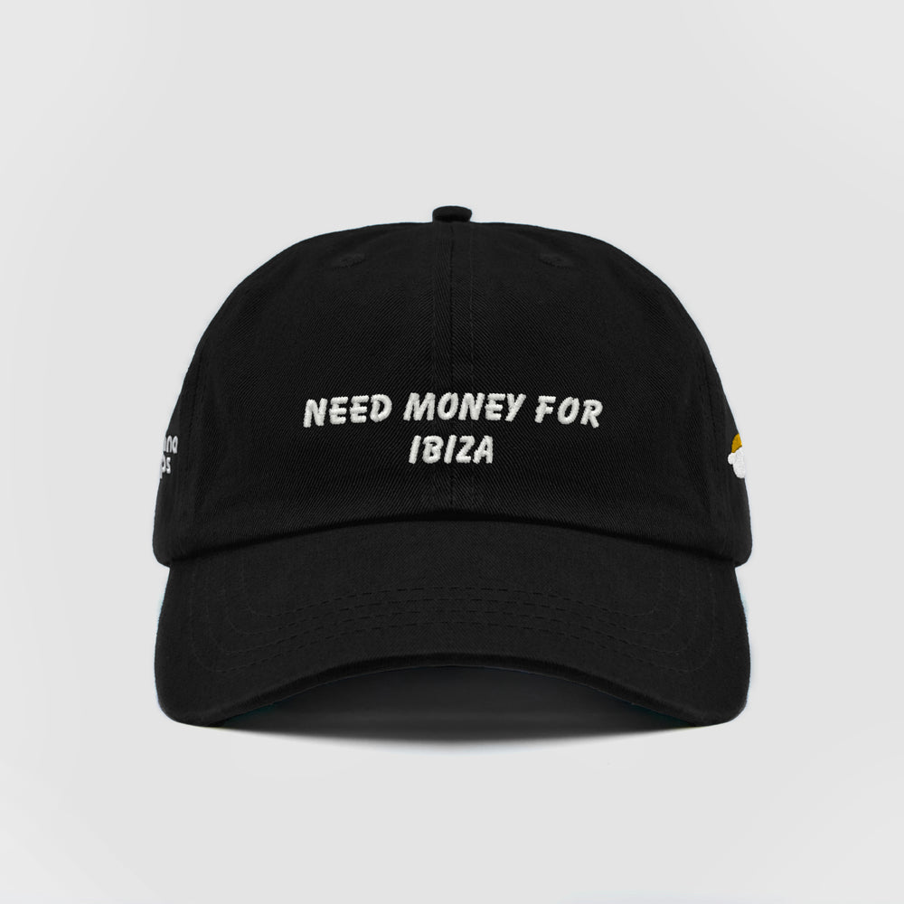 Cappellino in cotone "Need money for Ibiza"