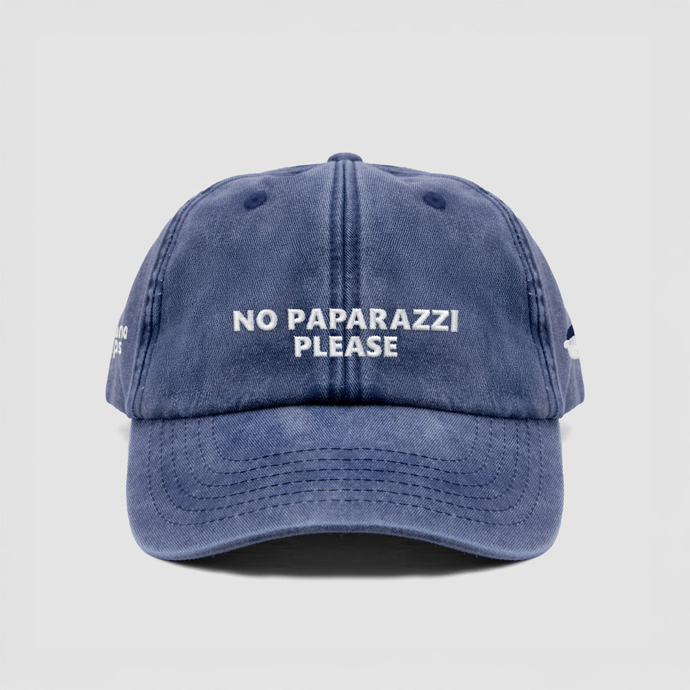 Cappellino vintage in cotone "No paparazzi please"