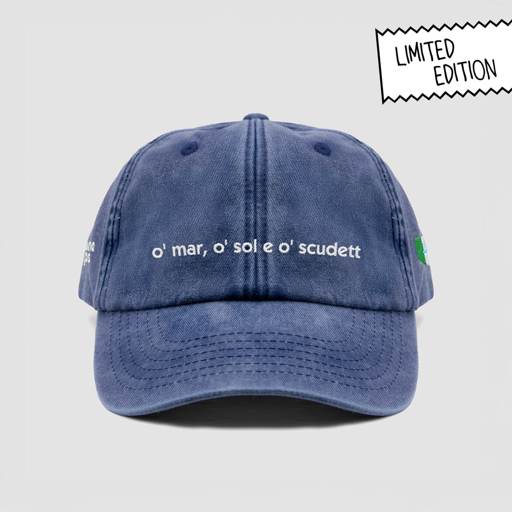 Cappellino vintage in cotone "o' mar, o' sol e o' scudett"
