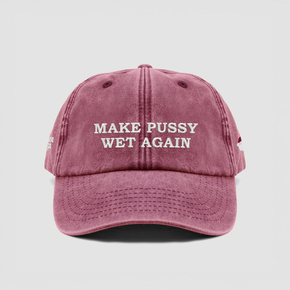 Cappellino vintage in cotone "Make Pussy Wet Again"