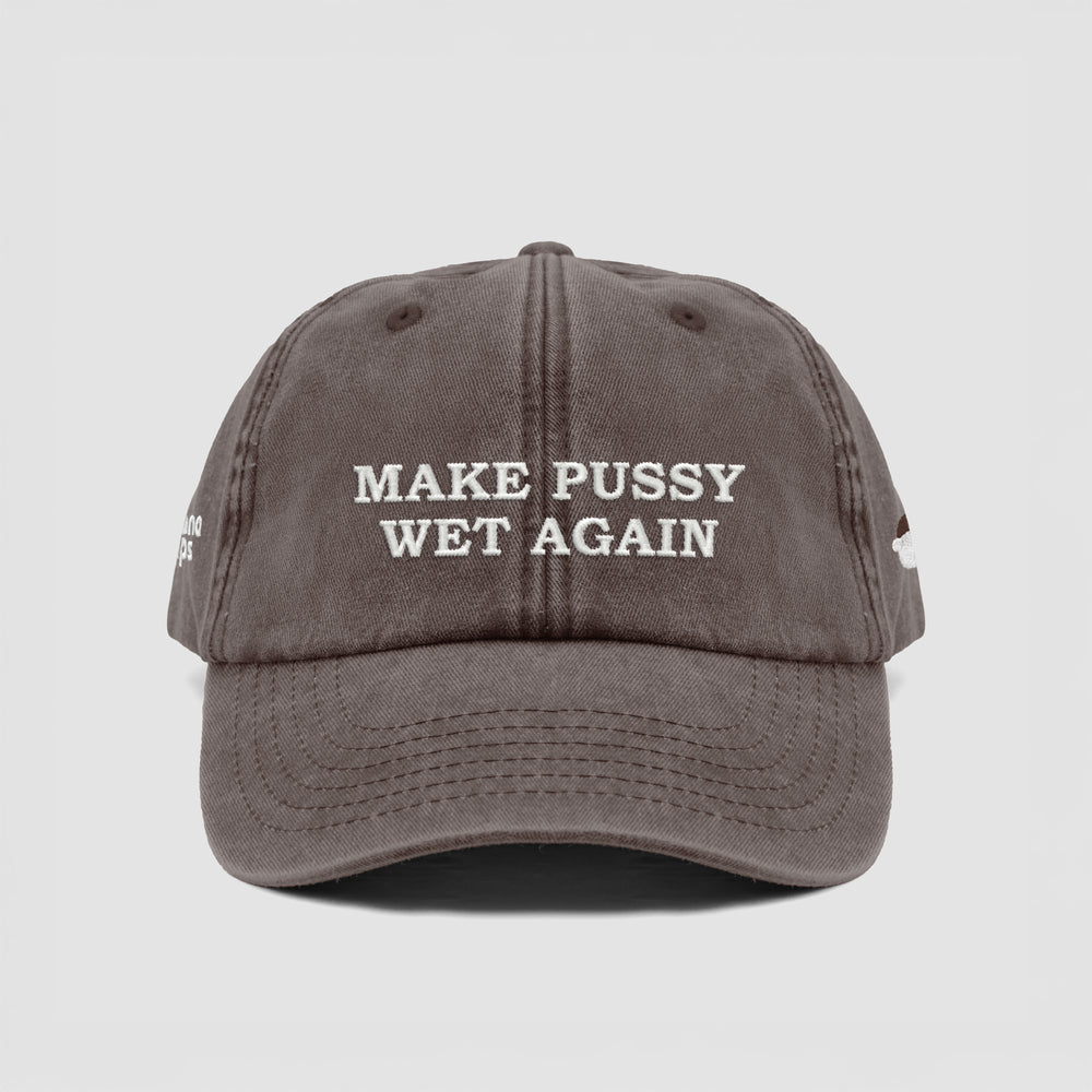 Cappellino vintage in cotone "Make Pussy Wet Again"