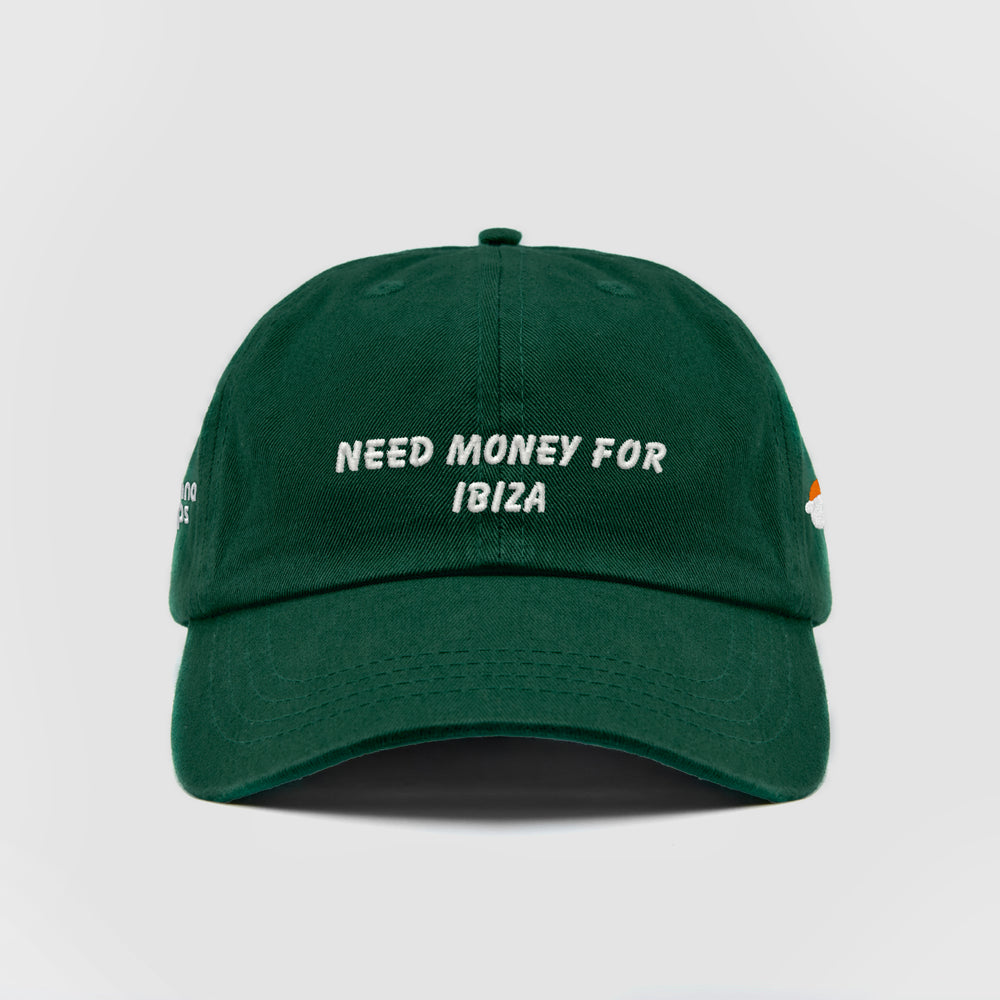 Cappellino in cotone "Need money for Ibiza"