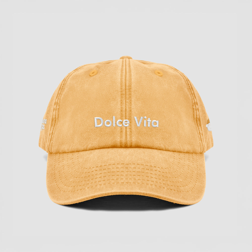 Cappellino vintage in cotone "Dolce Vita"