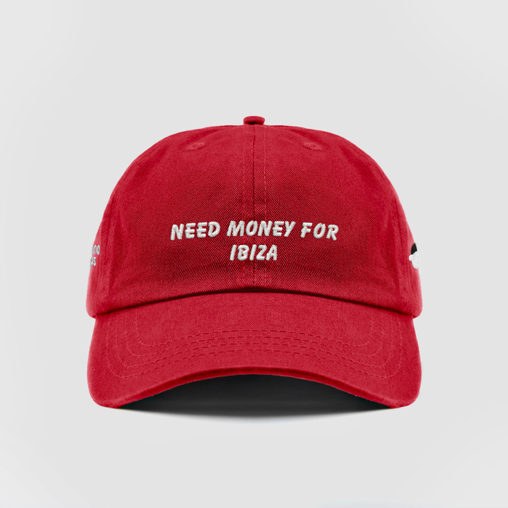 Cappellino in cotone "Need money for Ibiza"
