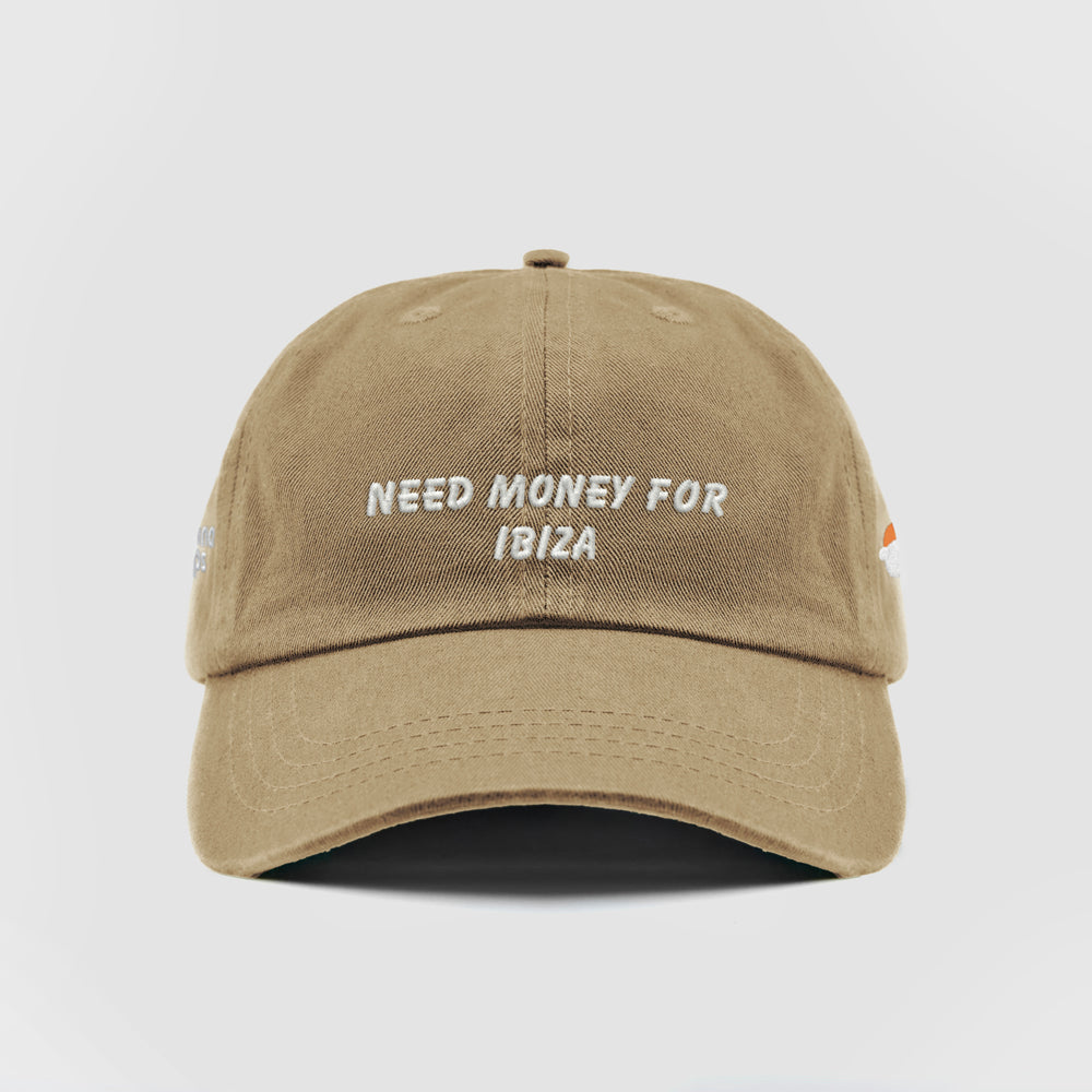 Cappellino in cotone "Need money for Ibiza"