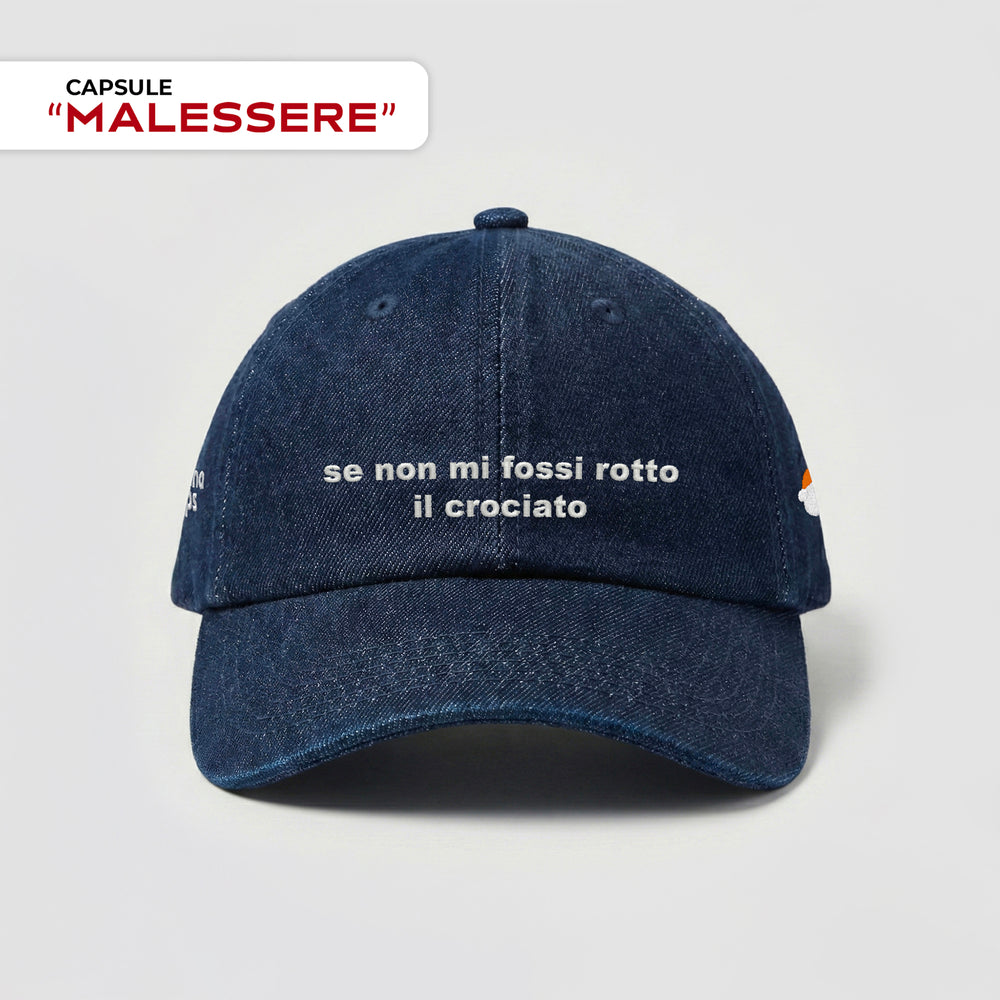 Cappellino in denim ''se non mi fossi rotto il crociato''