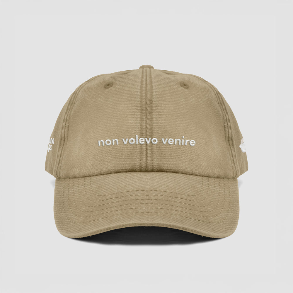 Cappellino vintage in cotone "non volevo venire"