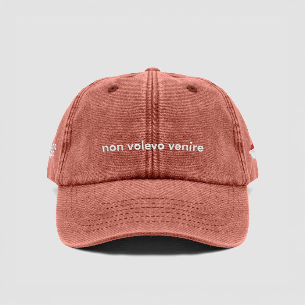 Cappellino vintage in cotone "non volevo venire"