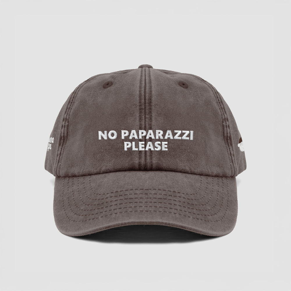Cappellino vintage in cotone "No paparazzi please"