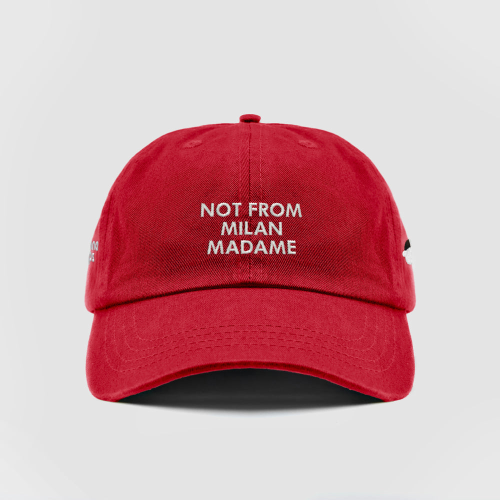 Cappellino in cotone "Not from Milan madame"