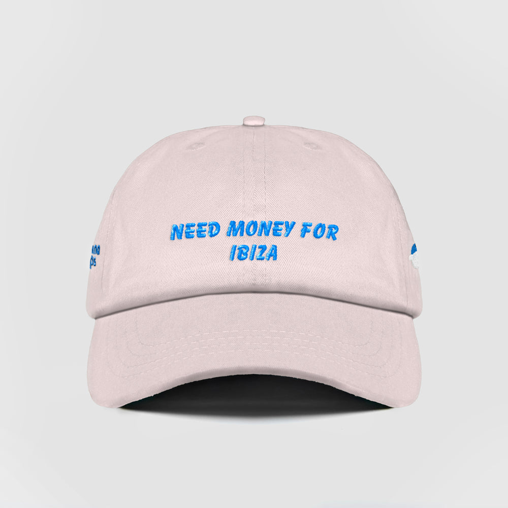 Cappellino in cotone "Need money for Ibiza"