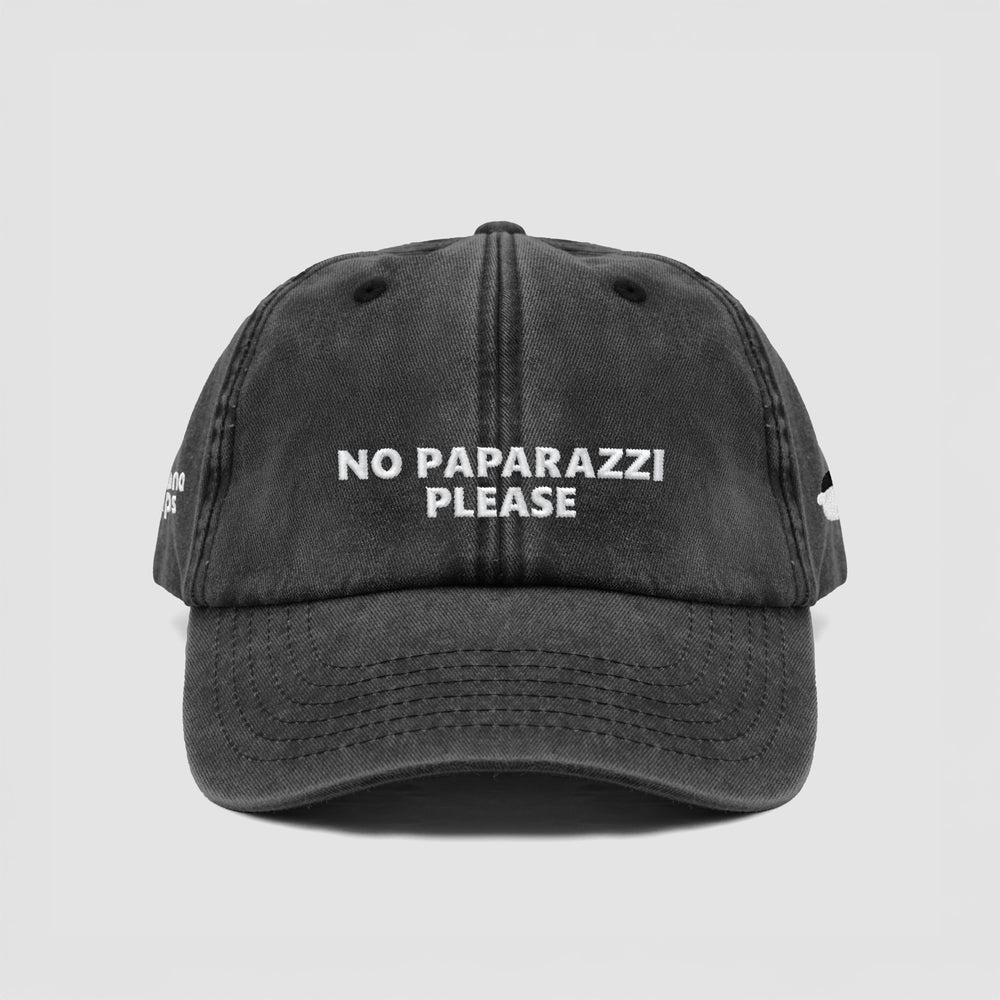 Cappellino vintage in cotone "No paparazzi please"