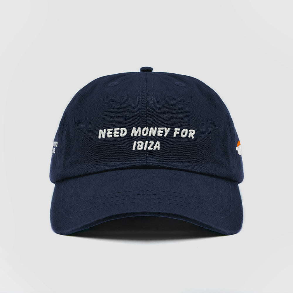Cappellino in cotone "Need money for Ibiza"