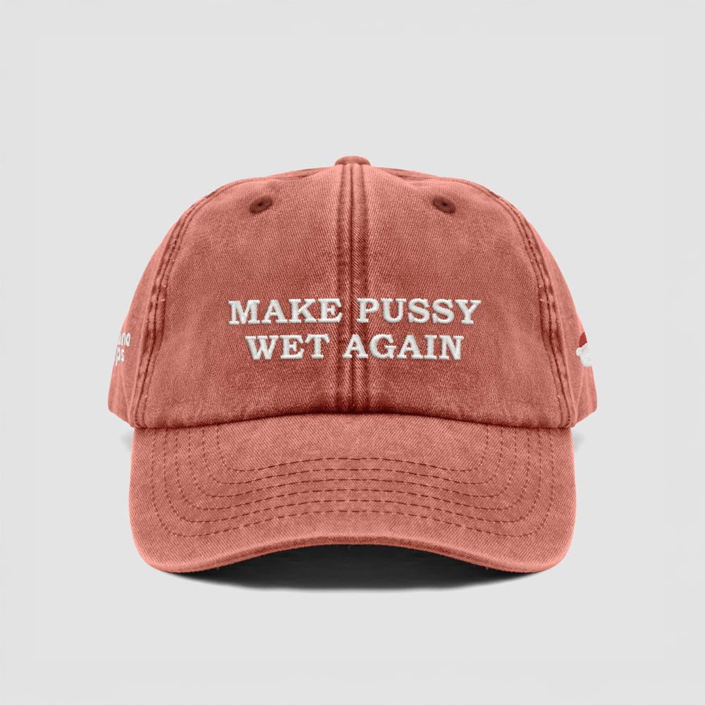 Cappellino vintage in cotone "Make Pussy Wet Again"