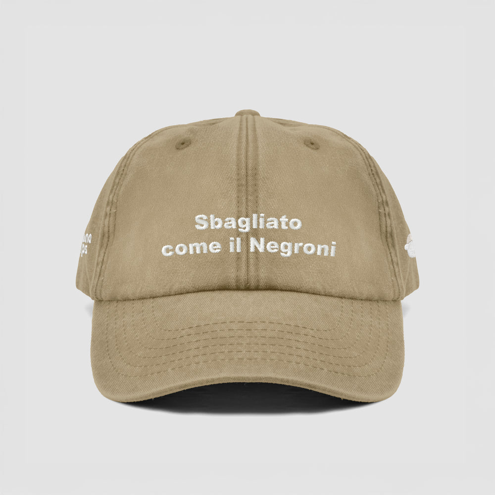 Cappellino vintage in cotone "Sbagliato come il Negroni"