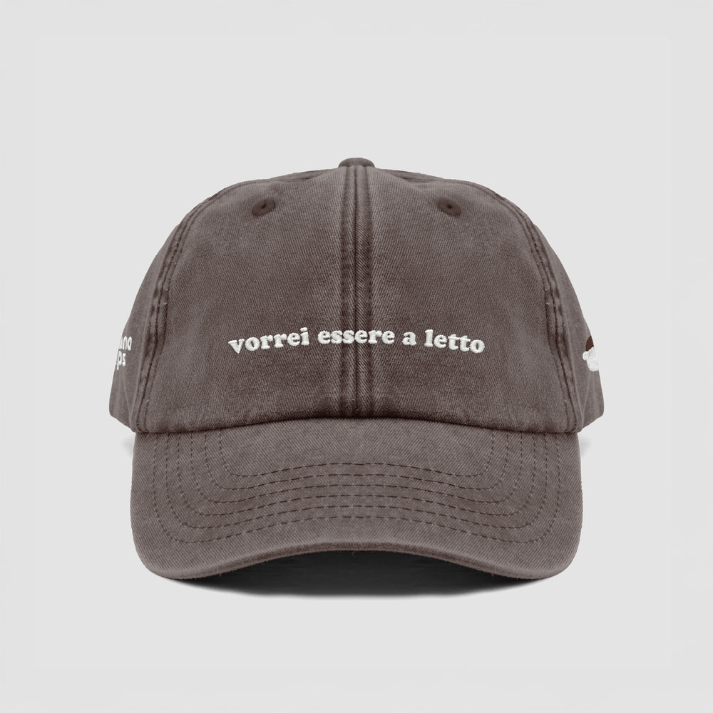 Cappellino vintage "vorrei essere a letto"