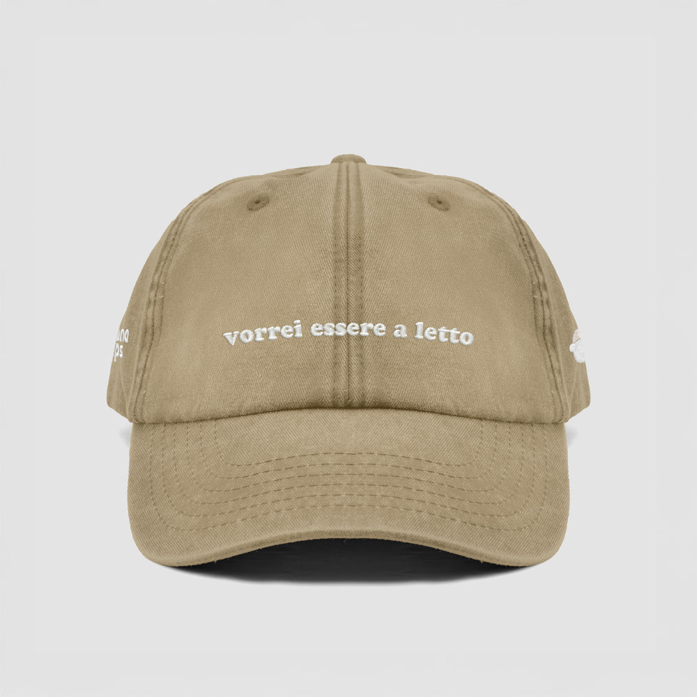 Cappellino vintage "vorrei essere a letto"