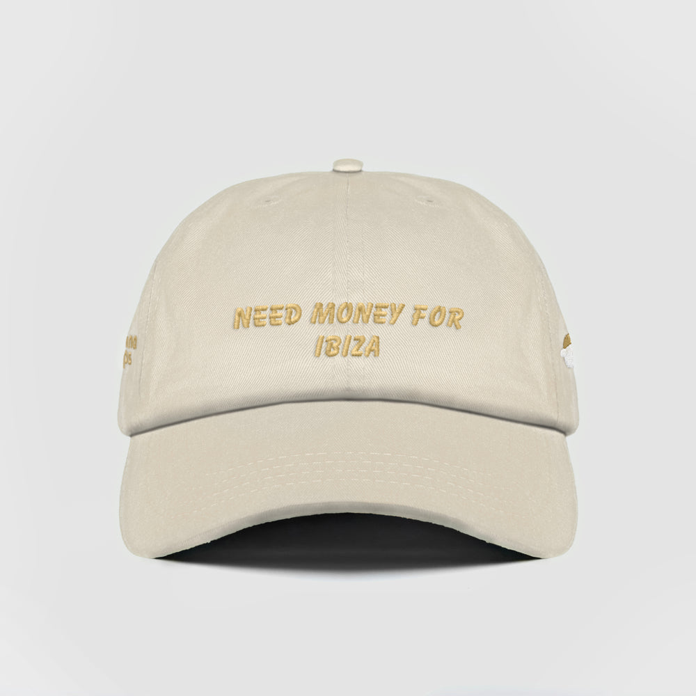 Cappellino in cotone "Need money for Ibiza"