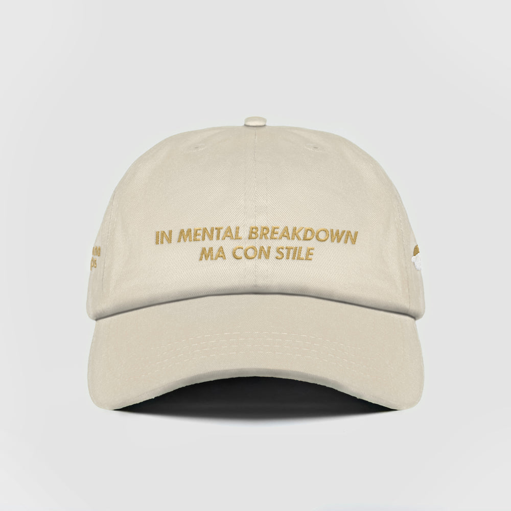 Cappellino in cotone "In mental breakdown, ma con stile"