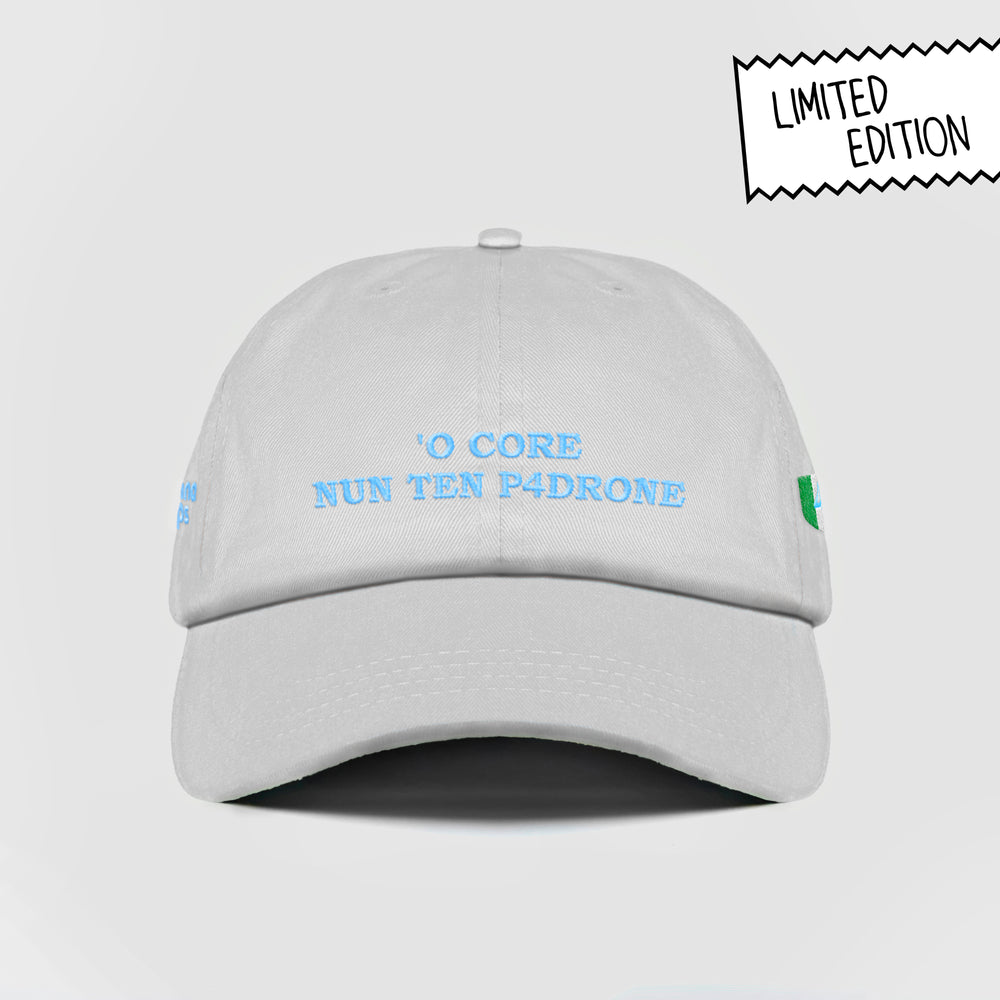 Cappellino in cotone "'O CORE NUN TEN P4DRONE"