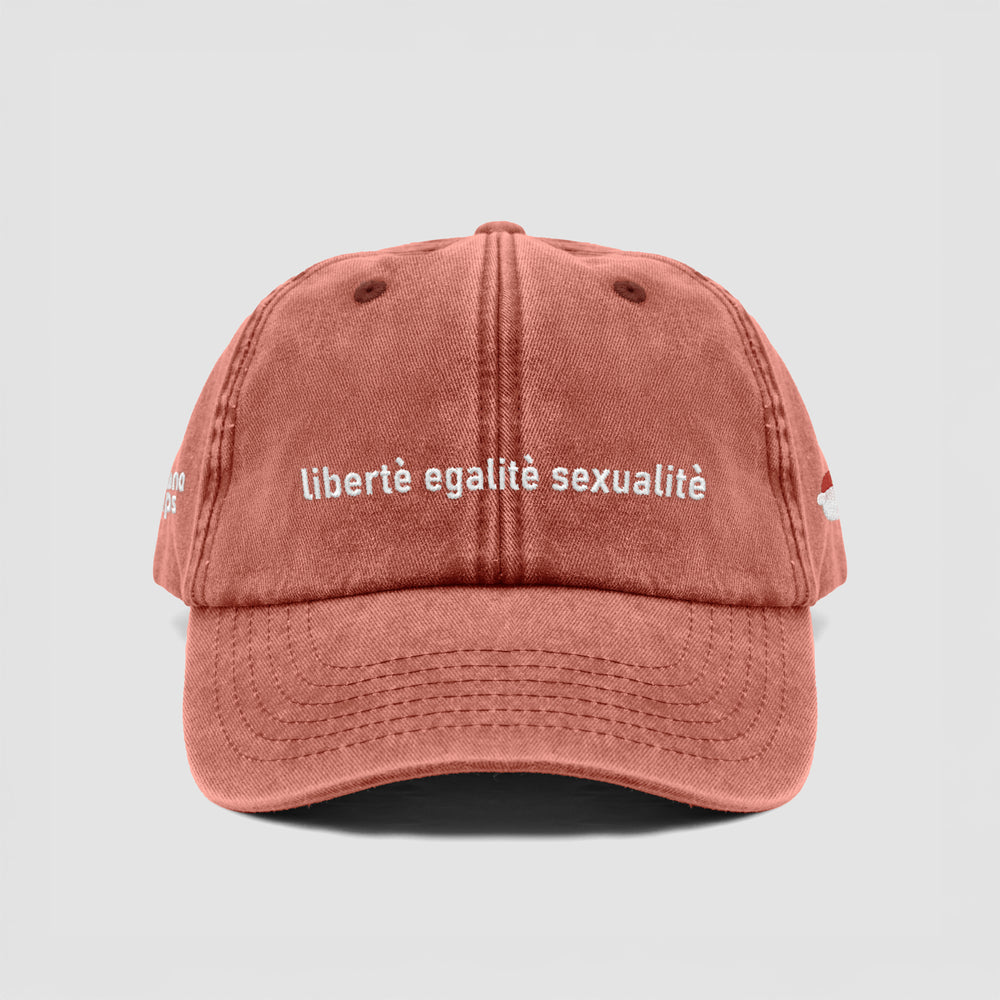 Cappellino vintage in cotone "Libertè, ègalitè, sexualitè"