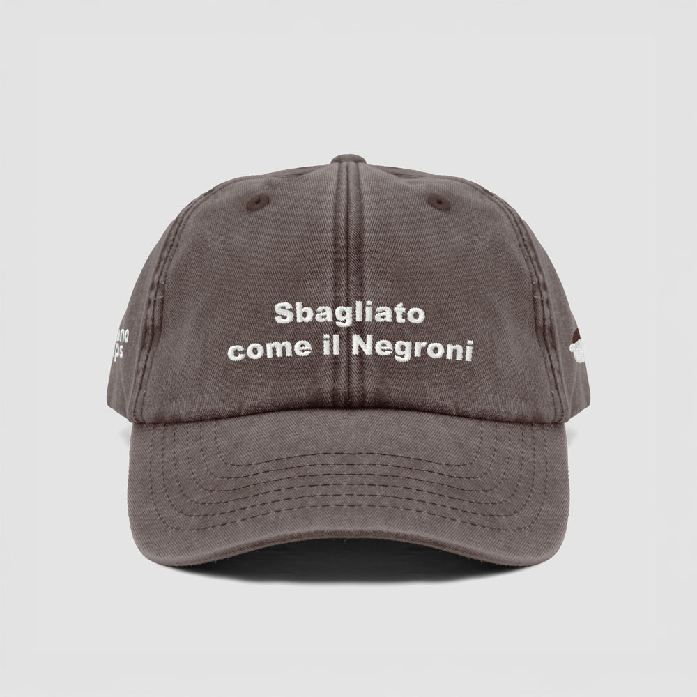Cappellino vintage in cotone "Sbagliato come il Negroni"