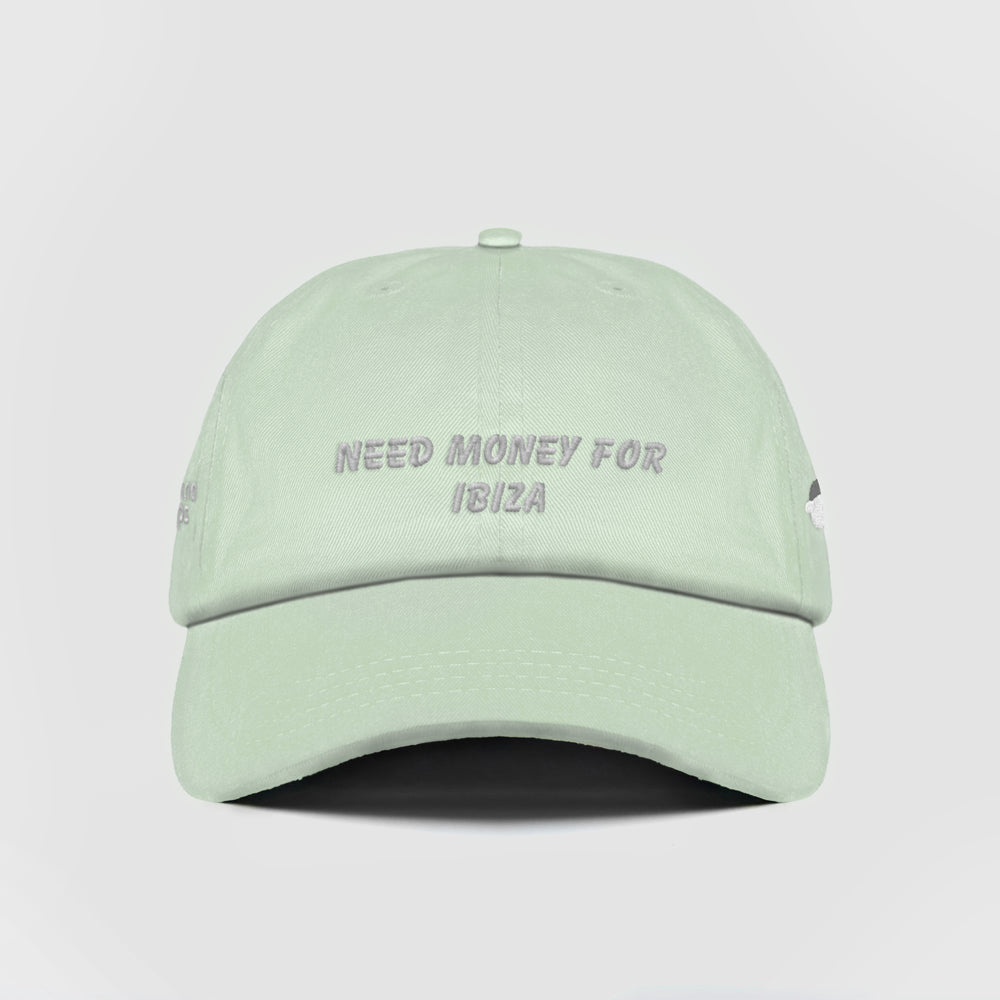 Cappellino in cotone "Need money for Ibiza"
