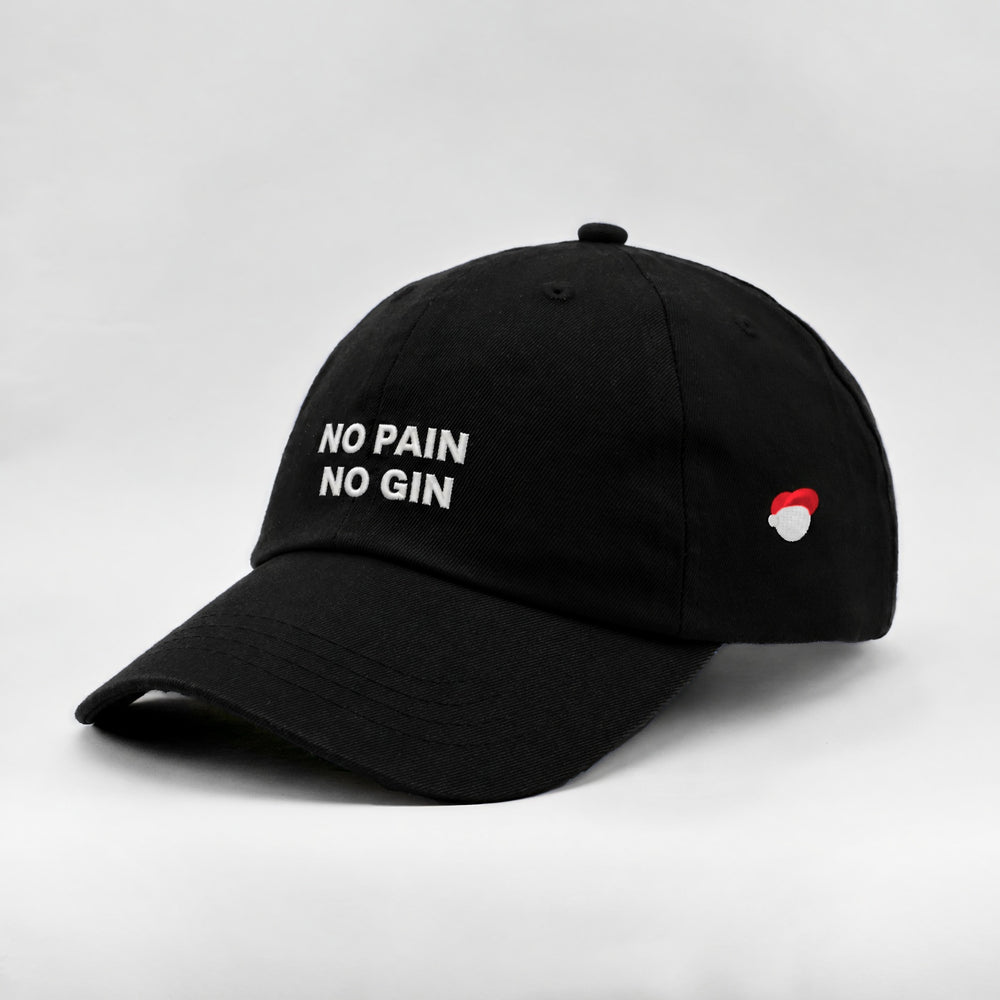 Cappellino No Pain No Gin nero, tre quarti sinistra