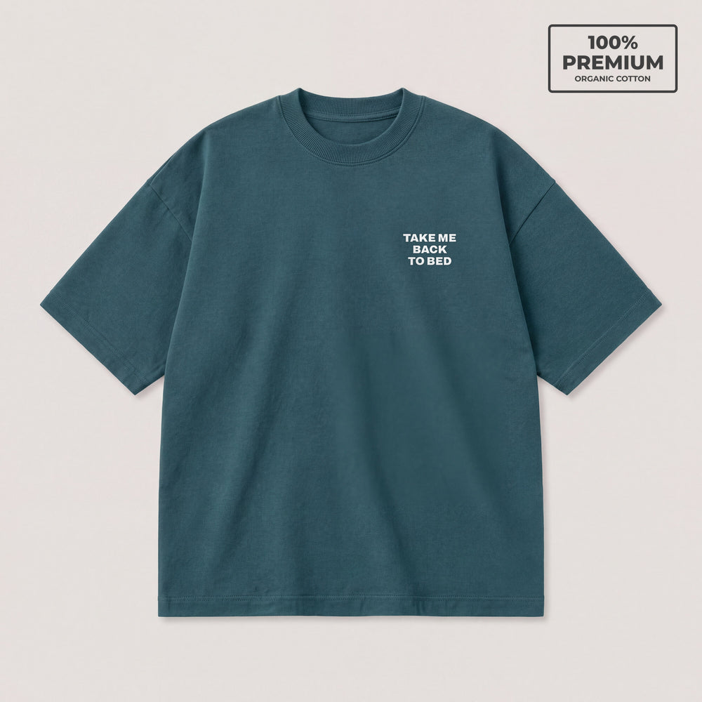 T-shirt Take me back to bed Petrolio - flat lay fronte
