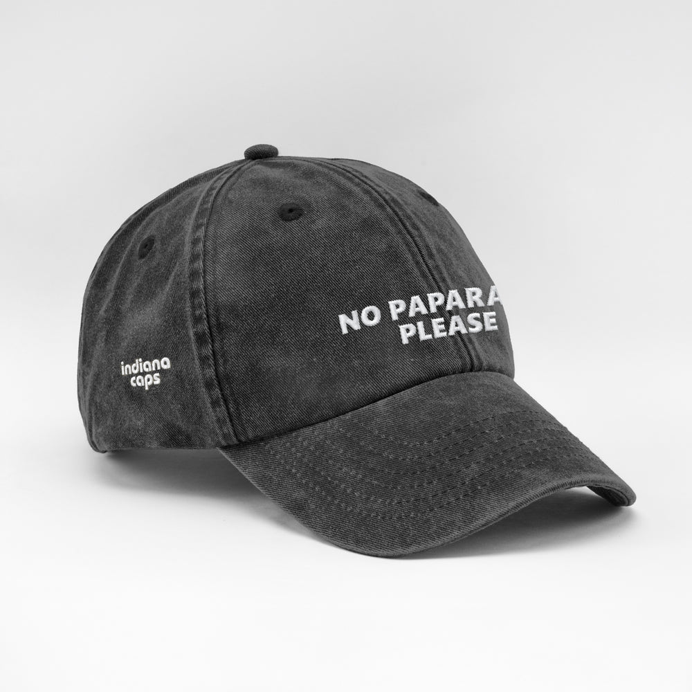 Cappellino vintage in cotone "No paparazzi please"