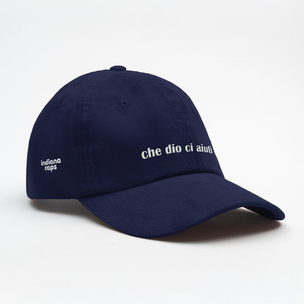 Cappellino in velluto a coste "che dio ci aiuti"