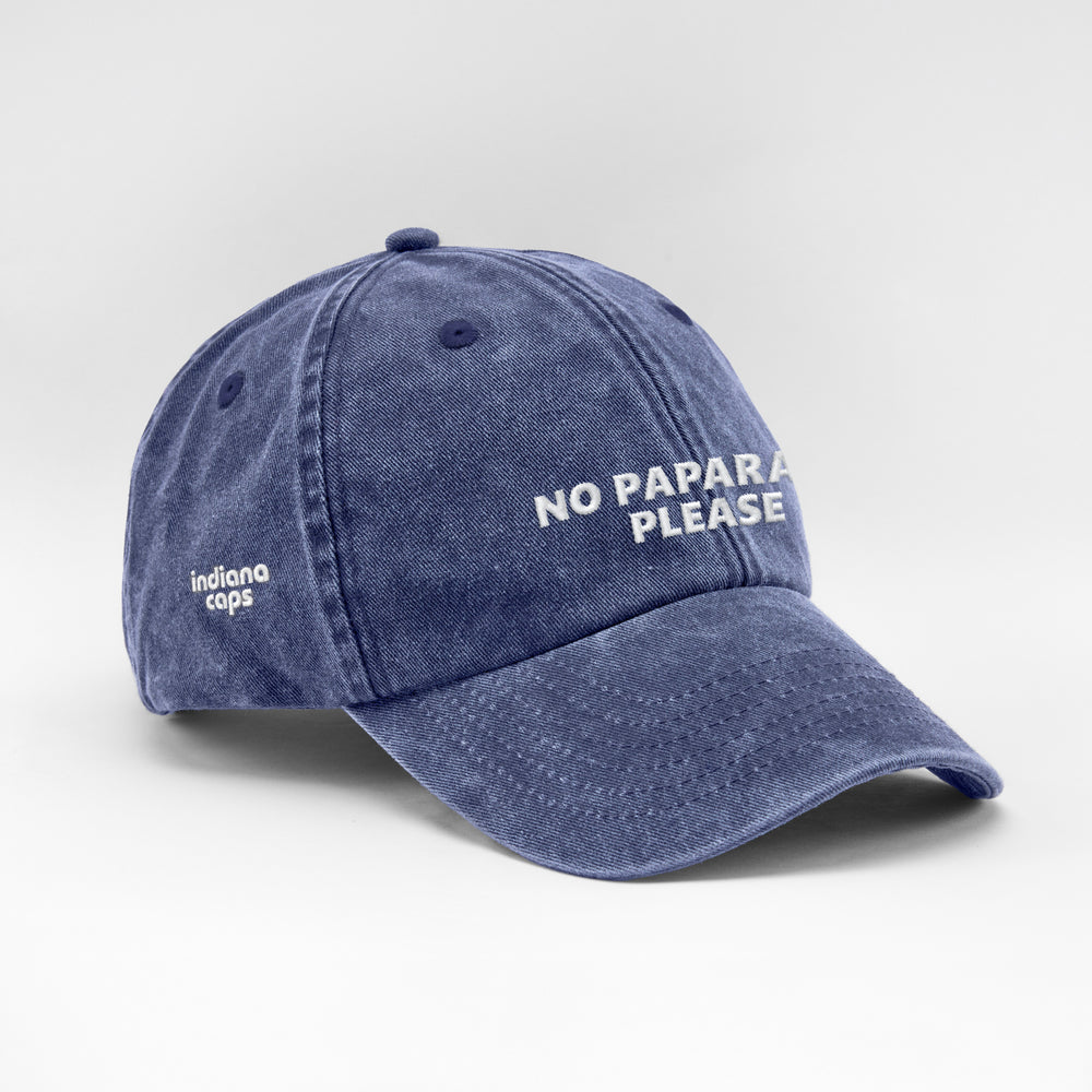 Cappellino vintage in cotone "No paparazzi please"