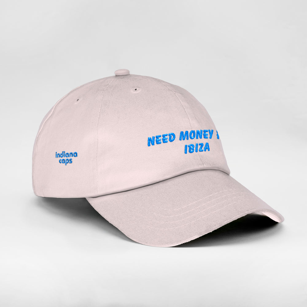 Cappellino in cotone "Need money for Ibiza"