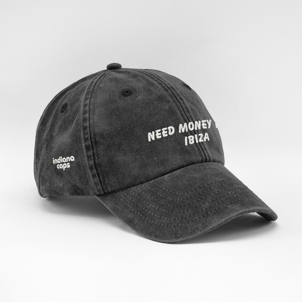 Cappellino vintage in cotone "Need money for Ibiza"