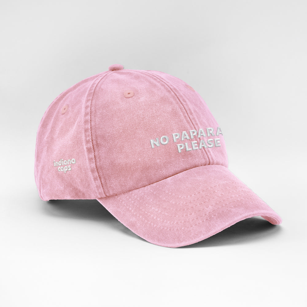 Cappellino vintage in cotone "No paparazzi please"