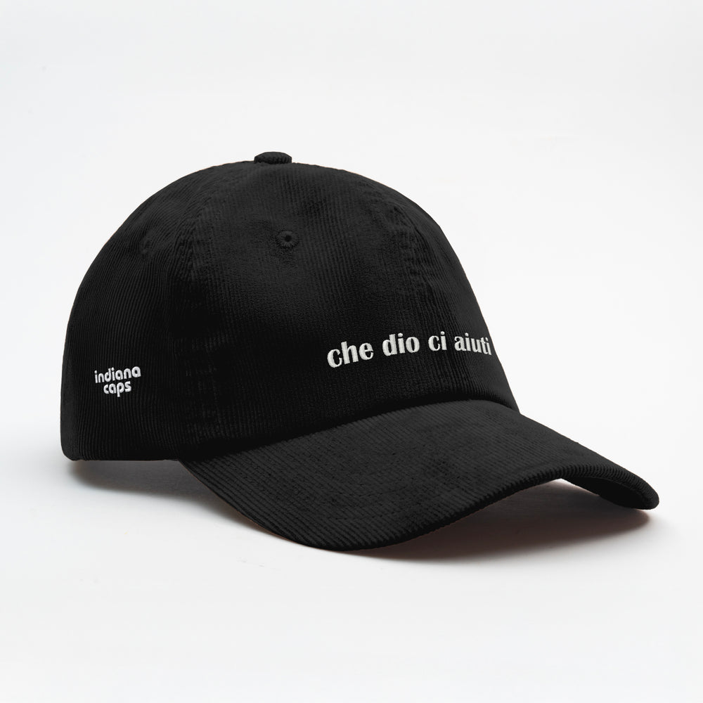 Cappellino in velluto a coste "che dio ci aiuti"