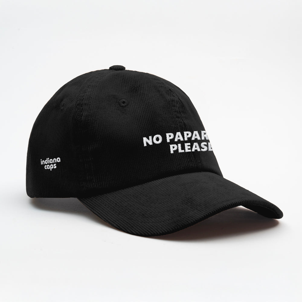 Cappellino in velluto a coste "No paparazzi please"