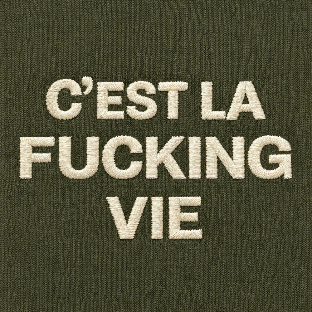 T-shirt C'est la fucking vie Verde - zoom ricamo
