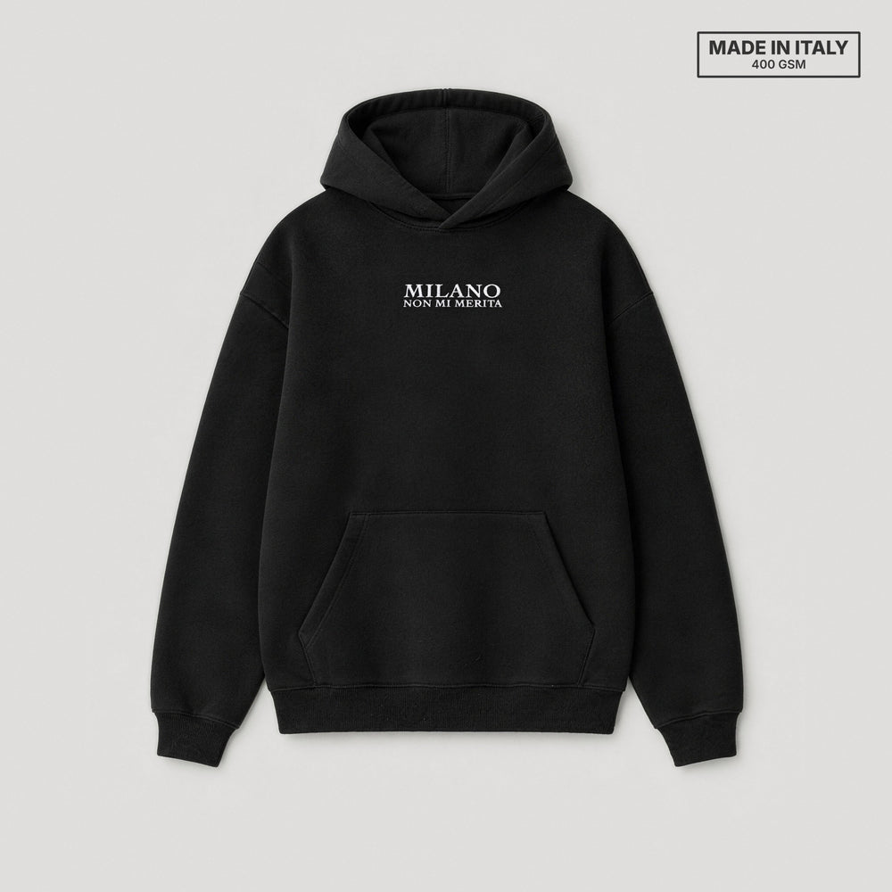 Felpa Milano non mi merita Nero - flat lay fronte