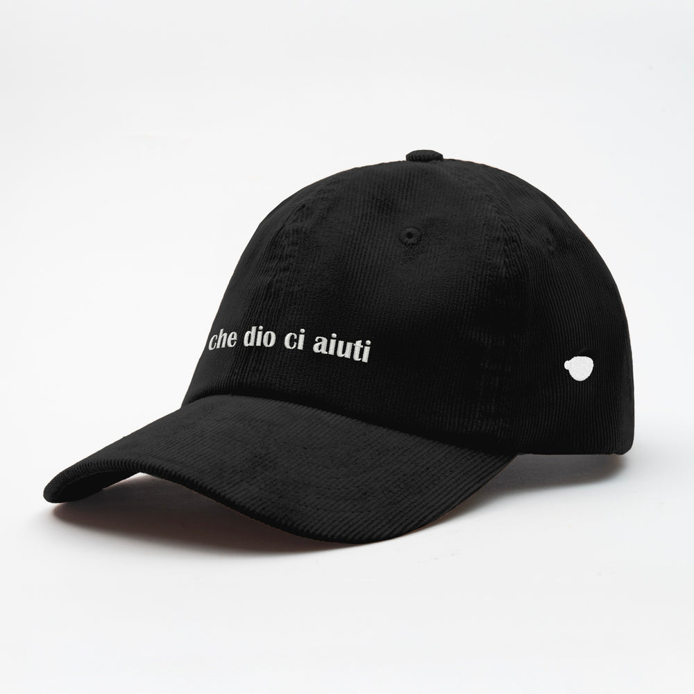 Cappellino in velluto a coste "che dio ci aiuti"