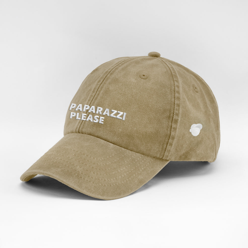 Cappellino vintage in cotone "No paparazzi please"
