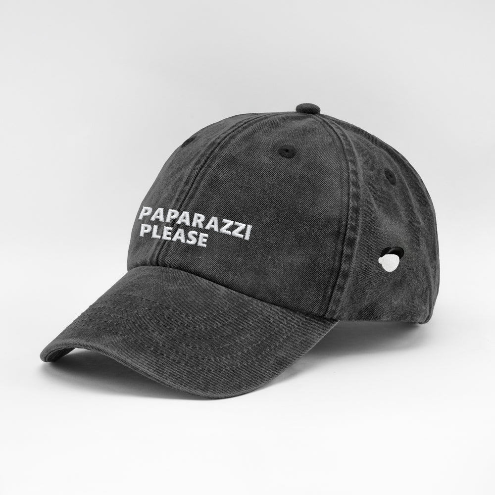 Cappellino vintage in cotone "No paparazzi please"